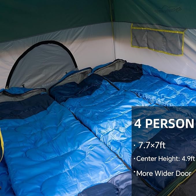Tents 4 Person Camping Tent, Easy Setup Waterproof Family Tents for Camping, Portable Dome Tent for Outdoor Camping with Rainfly, Carry Bag