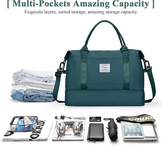 Travel Duffel Bag,Sports Tote Gym Bag,Shoulder Weekender Overnight Bag for Women