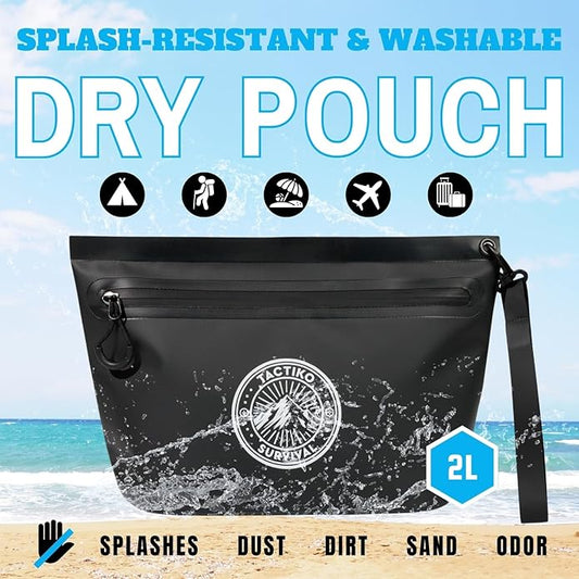 Tactiko Heavy-Duty 2L Splash Water Resistant Zipper Pouch - Hold-All Organizer for Dry Bags, Travel Bags