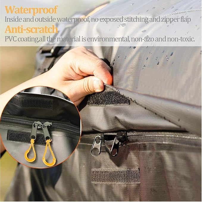 Weatherproof Cargo Bag - 26 Cubic Feet Heavy Duty Waterproof Luggage for Truck Bed With Net and 4 Metal Carbiners Fits Any Size