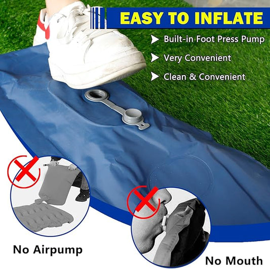 Blue Self Inflating Sleeping Pad, Blue Sleeping Air Mattress with Built-in Foot Pump, 4.7” Single Air Mattress Sleeping Mat Camping Mat Inflatable Sleeping Pad for Camping Hiking Picnic