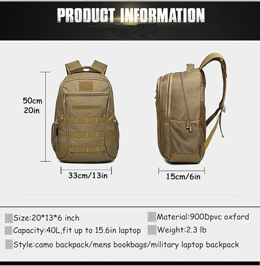 4land Camo Backpack for Boys,Army Boys Backpacks for Elementary Middle School Military,Camouflage Bookbag 40L