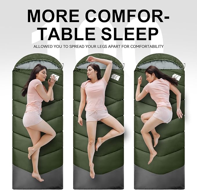 Sleeping Bags for Adults Cold Weather,Portable, Waterproof,Lightweight Sleeping Bag for Tall Girls Boys with Compression Sack for Warm Camping, Hiking, Outdoor & Indoor