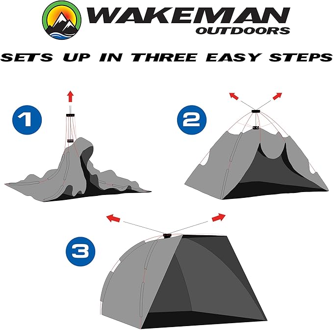 Pop Up Beach Tent Sun Shelter for Shade with UV Protection, Water and Wind Resistant, Instant Set Up and Carry Bag by Wakeman Outdoors, Navy, 55" x 87" (153133NYX)