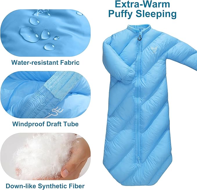 T40 Toddler Sleeping Bags Boys Girls | Ages 2-4 | Puffy Kids Sleeping Bag Camping Sleepovers |up to 46 in| Lightweight Compact Comfort for Indoor Outdoor Machine Washable