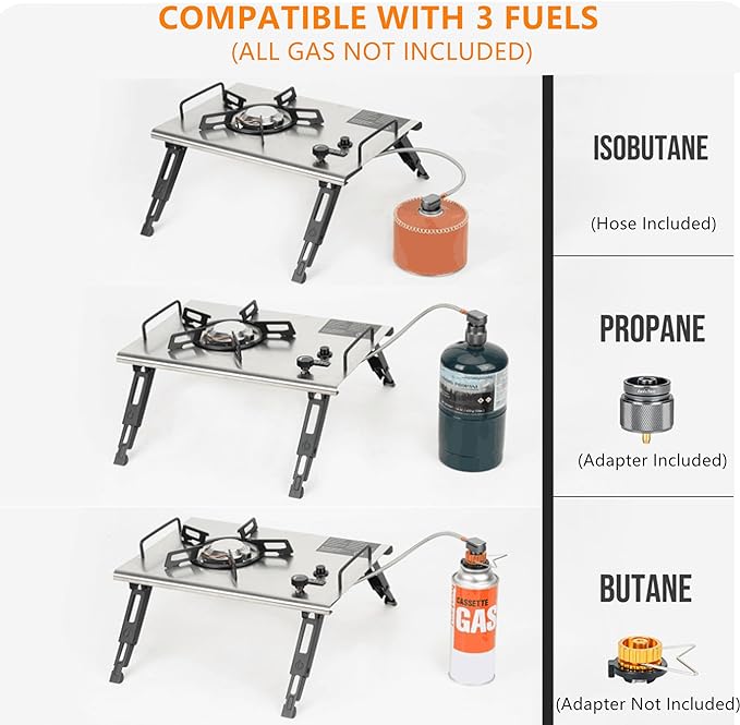 Onlyfire IGT Camping Table Kit with Propane Gas Stove and Carrying Case, Portable Folding Camp Table, IGT Unit Combination Combo for Picnic, RV, Car Trip, Tailgating, Patio, Backyard, GS337
