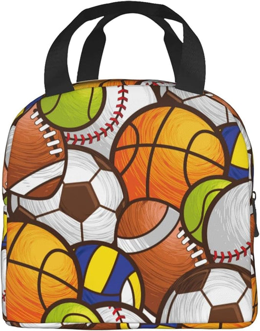 VOOHDDY Sport Ball Soccer Football Basketball Insulated Lunch Bag For Men Women Reusable Lunch Box Container Waterproof Portable Cooler Thermal Tote Bag For Work Office Picnic Beach Travel