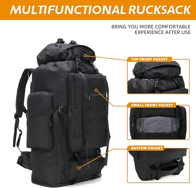 70L/100L Hiking Camping Backpack MOLLE Rucksack Waterproof Daypack for Traveling