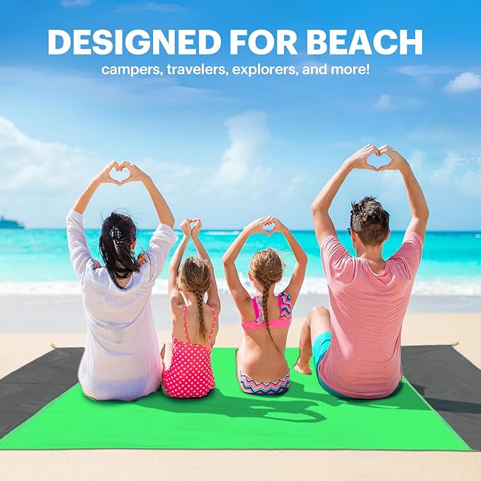 EASYFUN Beach Blanket Sandproof Oversized, 79''×83'' Extra Large Beach Mat, Portable Picnic Mat for Travel Camping Hiking, Lightweight Beach Essentials Family Water Resistant Mat Nylon 210T
