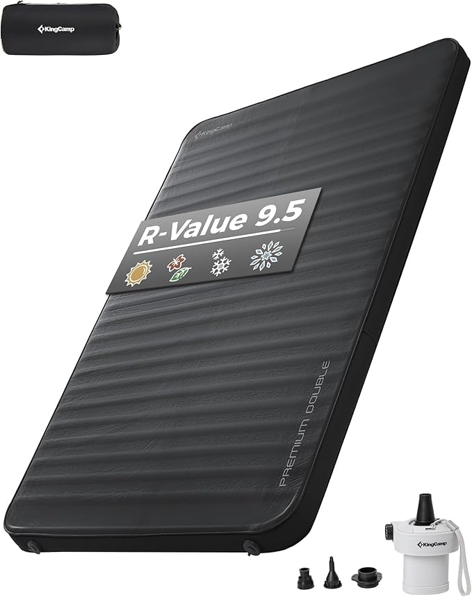 KingCamp Self Inflating Sleeping Pad for Camping Ultra Thick Double Single Foam Mattress High R Value Camping Air Pad Mat, Multi Colors & Sizes