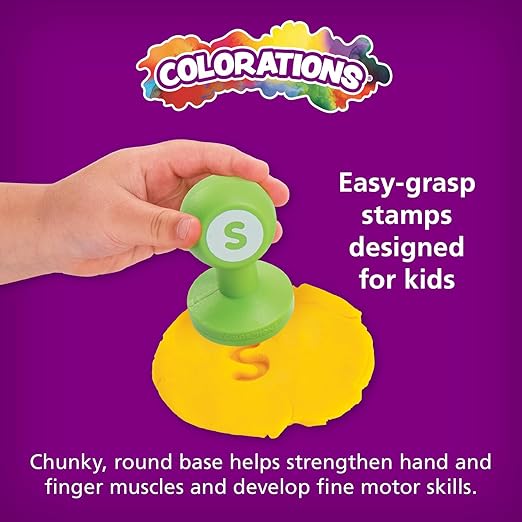 Colorations Alphabet Dough Stampers Set, Lowercase Letters, 26 Letter Stamps for Toddlers & Preschool Kids, Learn ABC & Spelling, Play Dough Creative Play for Classrooms, Daycare, School, Homeschool