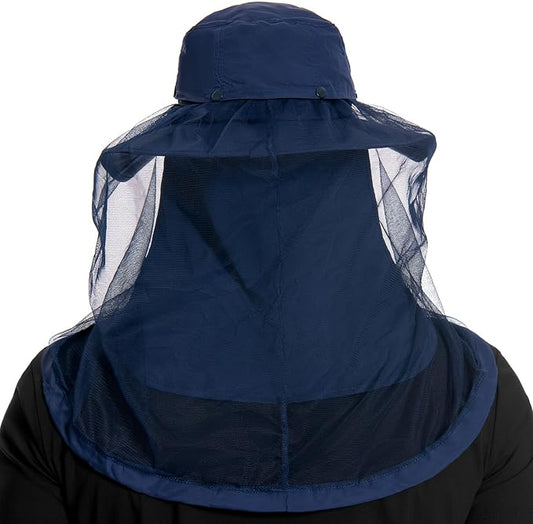 BASSDASH UPF 50+ Mosquito Sun Hat with Hidden Head Net and Neck Flap for Men Women Outdoor Fishing Hiking Camping FH16