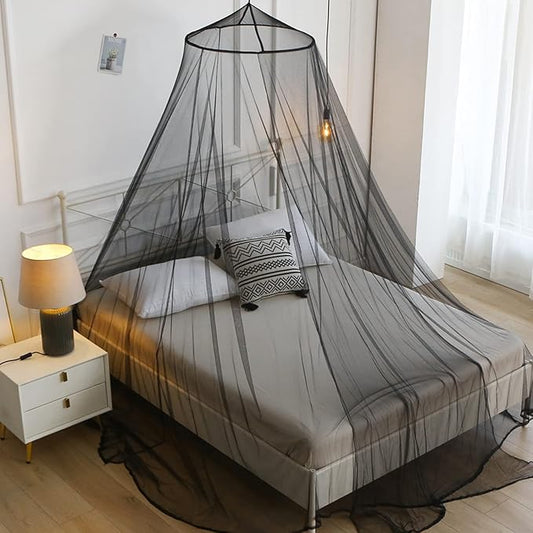 VISATOR Mosquito Net Bed Canopy for Girls,King Canopy Bed Curtains Queen Size from Ceiling,Dome Mosquito Netting Bed Tent Twin Girls Canopy Bed Decor for Baby Crib,Kid Bed and Adult Beds (Black)