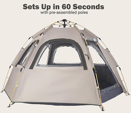 Camping Tent with Instant Setup, 2/3 Person Weatherproof Tent Easy Quick Set Up in 60 Seconds with Rainfly Backpack Tent for Family Camping & Hiking, Upgraded Ventilation,Center Height 66-inch