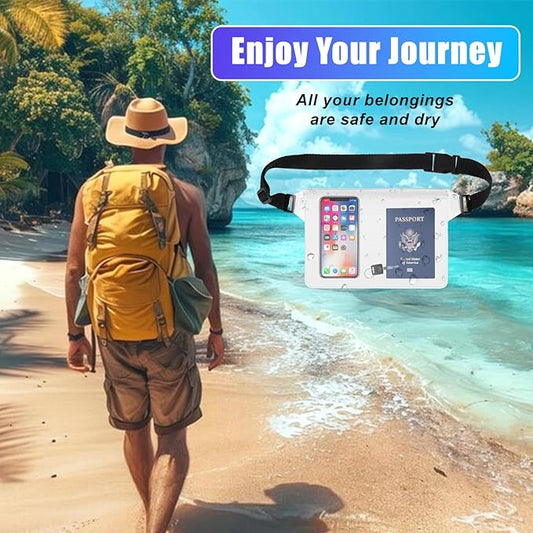 Waterproof Fanny Pack Adjustable Waist Strap Clear Fanny Pack for Women, Waterproof Belt Bag Water Park Essentials, Fanny Dry Pack for Beach, Camping and Swimming