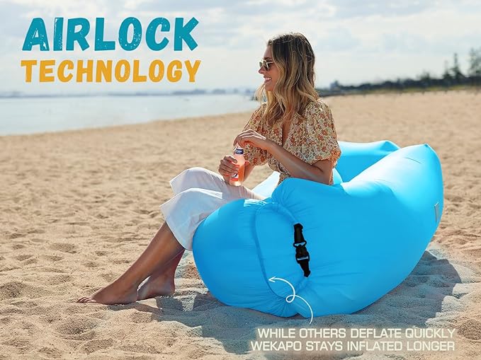WEKAPO Inflatable Lounger Air Sofa Hammock-Portable,Water Proof& Anti-Air Leaking Design-Ideal Couch for Backyard Beach Traveling Camping Picnics & Music Festivals
