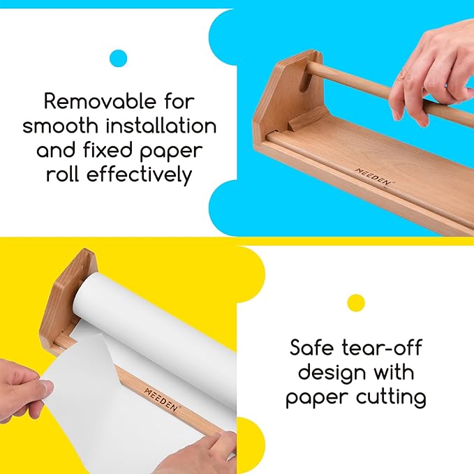 MEEDEN Tabletop Paper Roll Dispenser - Beech Wood Kids Easel with Paper Rolls (12" x 75ft) - Portable Easel for Kids to Doodle, Drawing, Art, Craft