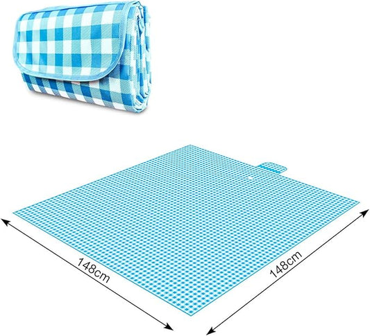 ZHUYNXIR Extra Large Picnic, Waterproof Blanket, Gingham Picnic Mat for Beach, Camping Grass Picnic Blankets. (Blue 58x58 inch)