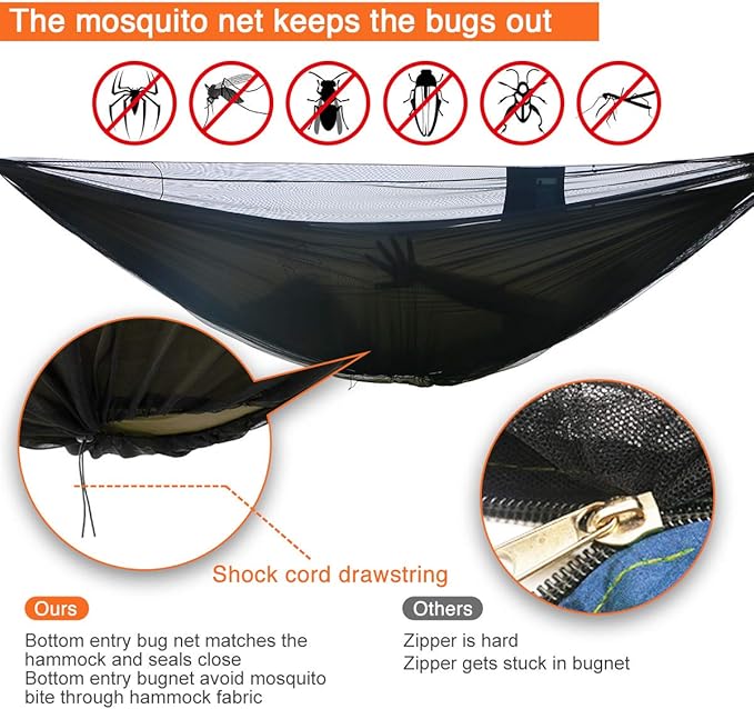 onewind Hammock Mosquito Net, Single & Double Camping Hammock Bug Netting, No See Ums Net 360 Degree Insect Protection, Alternative for Onewind Bottom Entry Hammock