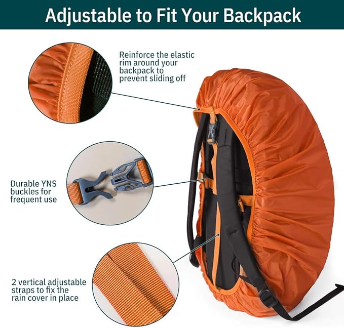 Unigear Backpack Rain Cover Waterproof Rating 5000mm, Ultraportable and Durable with 2 Anti-Slip Buckle Strap, Integrated Carry Pouch Design