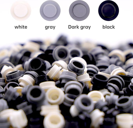 1040PCS Building Bricks Dots-Black and White Round Plates with Custom Pixel Building Blocks - Transparent Pieces, Studs and Bulk for MOC Mosaic Accessories Kit, Compatible with Leading Brands