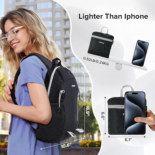 15L Water-resistant Hiking Daypack, Small Backpack Travel Outdoor, Lightweight Day Pack with Tool Loops