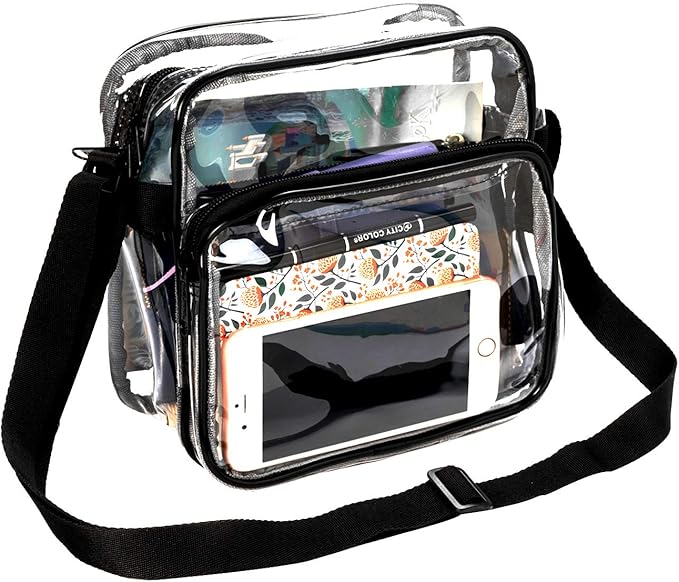 K-Cliffs Heavy Duty Clear Tote Deluxe See Through Messenger Work Bag Durable Transparent PVC Lunch Bag