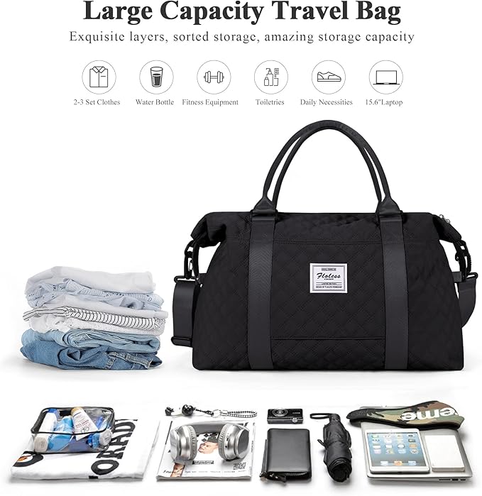 Travel Duffel Bag,Sports Tote Gym Bag,Shoulder Weekender Overnight Bag for Women