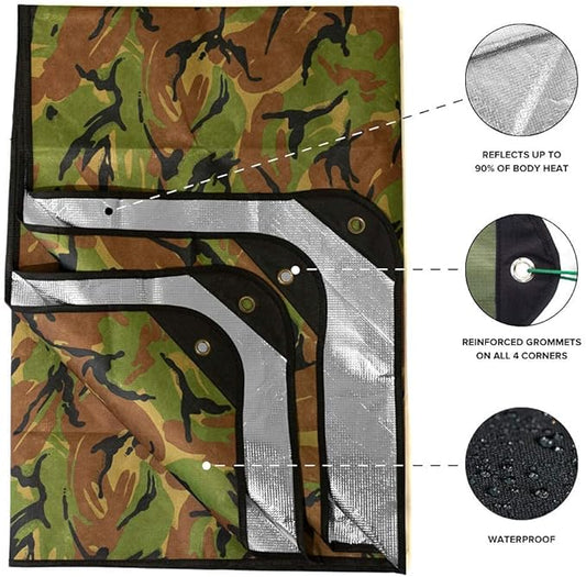 Arcturus Heavy Duty Survival Blanket – Insulated Thermal Reflective Tarp - 60" x 82". All-Weather, Reusable Emergency Blanket for Car or Camping (Woodland Camo)