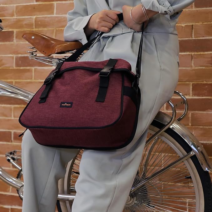 TOURBON Nylon Double Pannier Shoulder Bags Bicycle Rear Rack Trunk Motorcycle Tail Seat Bag (Purple)