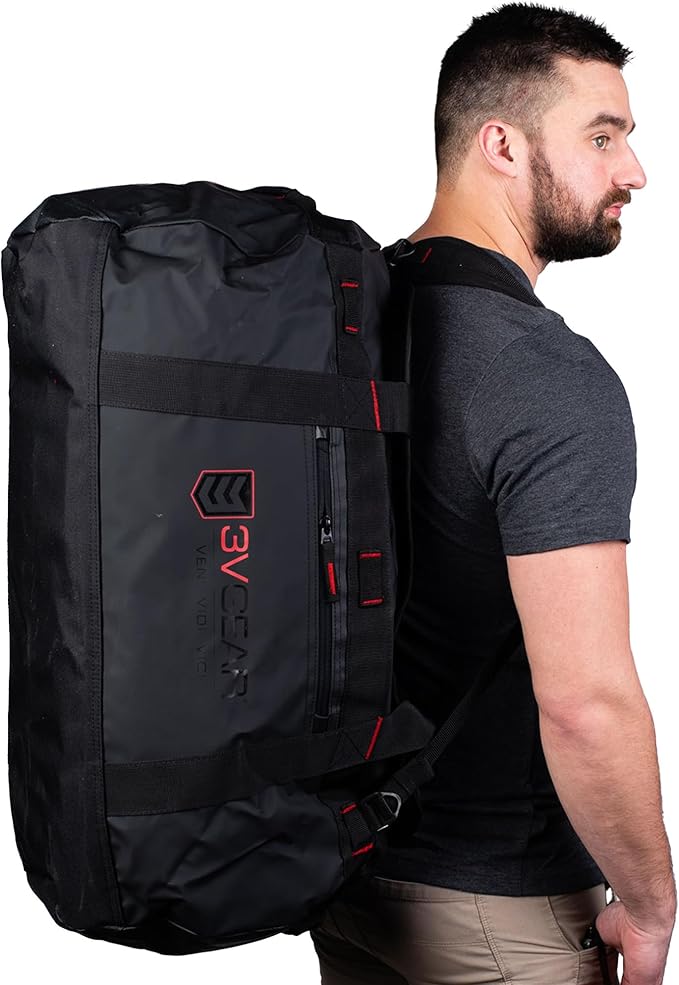 3VGEAR Smuggler Adventure Duffel Bag, 85L - Duffel Bag for Travel, Gym and Sports, Backpack, Handle Carry, Large D-Shaped Opening, Removable Straps - 85 Liters