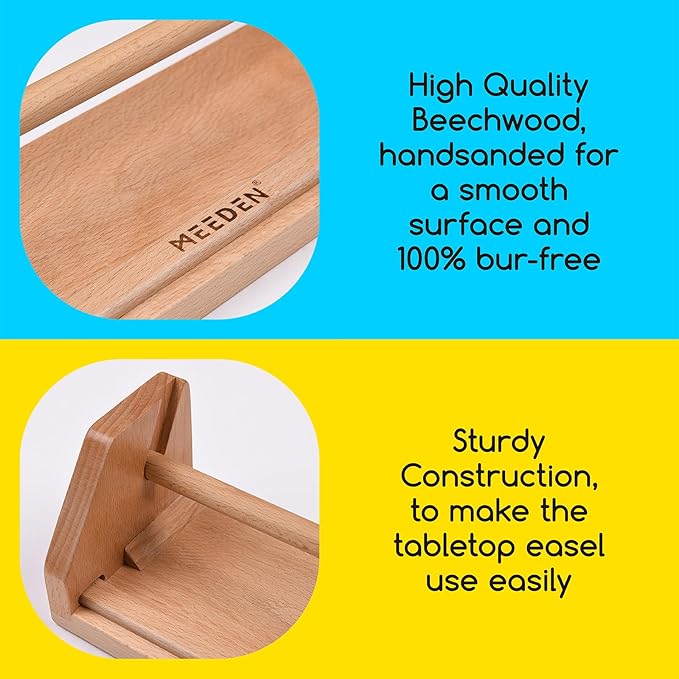 MEEDEN Tabletop Paper Roll Dispenser - Beech Wood Kids Easel with Paper Rolls (12" x 75ft) - Portable Easel for Kids to Doodle, Drawing, Art, Craft