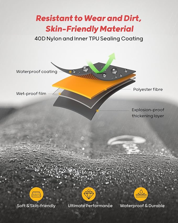 QPAU Sleeping Pad for Camping, Camping Mattress, 76''X26'', 4.7'' Extra-Thick Enhanced Support, with Built-in Foot Pump, for Camping, Hiking - Airpad, Backpacking and Home, (Grey)