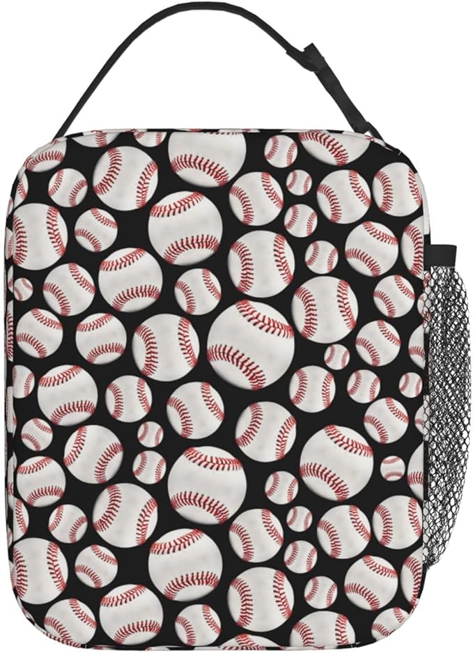 Baseball Ball Lunch Bag Insulated Reusable Lunch Box Thermal Cooler Tote For Men Women Work Travel Picnic Hiking
