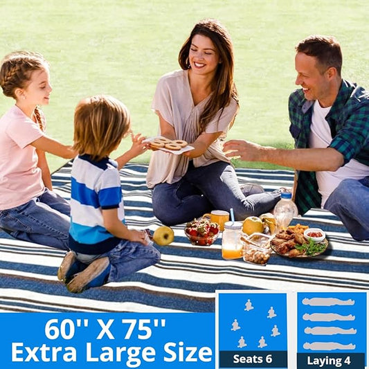 scuddles Extra Large Picnic & Outdoor Blanket Dual Layers for Outdoor Water-Resistant Handy Mat Tote Spring Summer Camping Blanket Great for The Beach