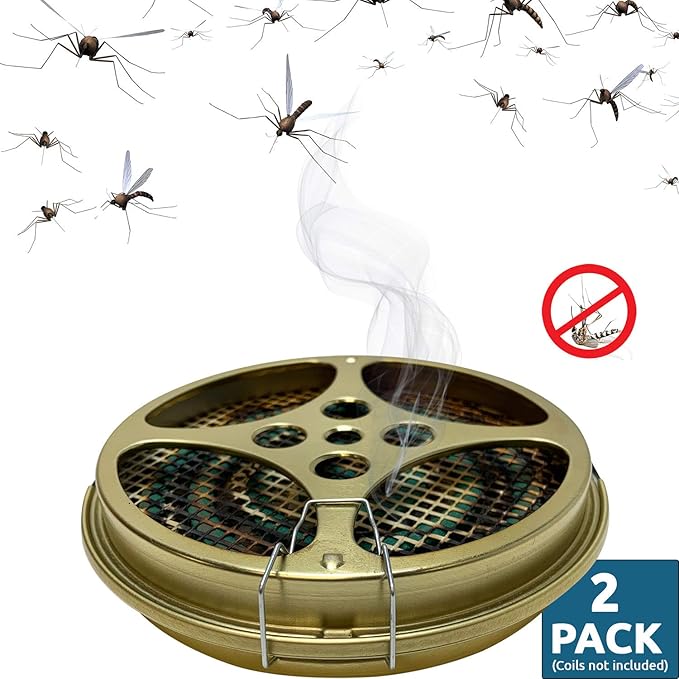 Portable Mosquito Coil Holder - Mosquito Coil & incense burner for Outdoor use, Pool side, Patio, Deck, Camping, Hiking, etc... (includes Set of 2 Holders)