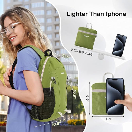 15L Water-resistant Hiking Daypack, Small Backpack Travel Outdoor, Lightweight Day Pack with Tool Loops