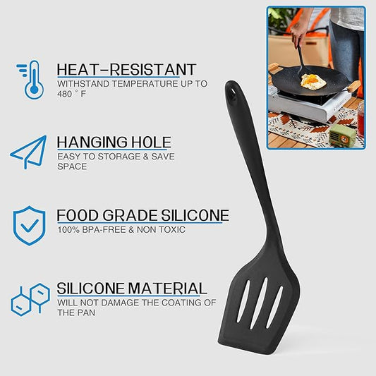 Camping Cooking Essentials Utensils Set - Camp Cookware Kitchen Accessories Kit, Camper Gear Must Haves, Stainless Steel & Silicone, RV Car Portable Outdoor Equipment Tool