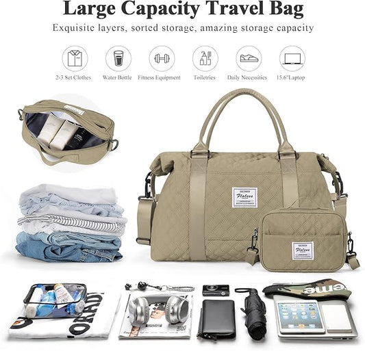 Travel Duffel Bag,Sports Tote Gym Bag,Shoulder Weekender Overnight Bag for Women