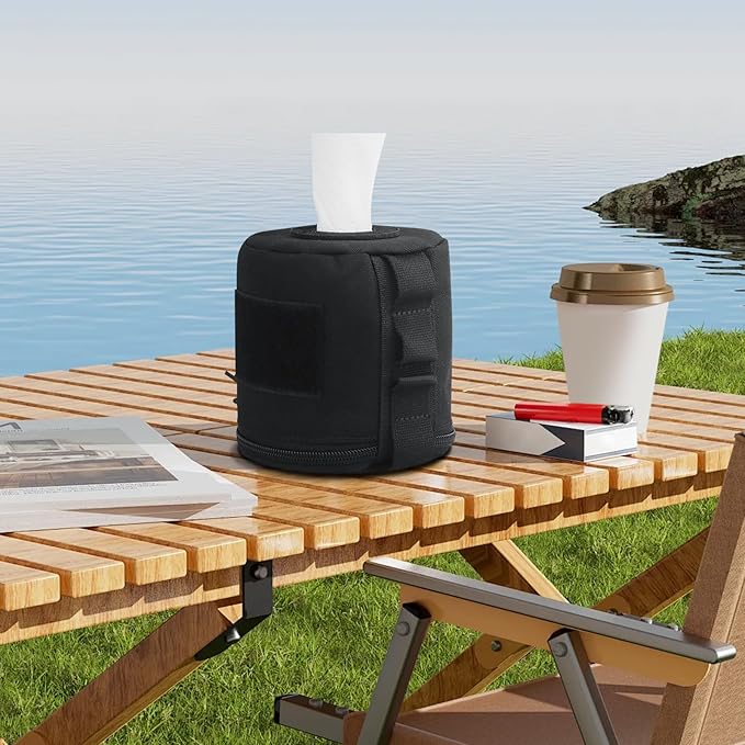 AOUTACC Tactical Roll Paper Storage Bag,Toilet Roll Paper Storage Holder with Molle Mounting Strap,Tissue Cover Organizer for Outdoor Camping,Hiking,Tactical Game