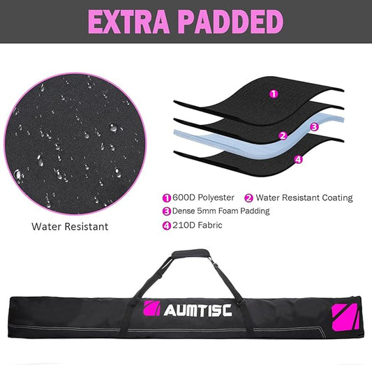 AUMTISC Ski Bag and Boot Bag Combo, Padded Ski Bags for Air Travel Flying, Adjustable Length for Skis Up to 200 cm and Boots Up to Size 13