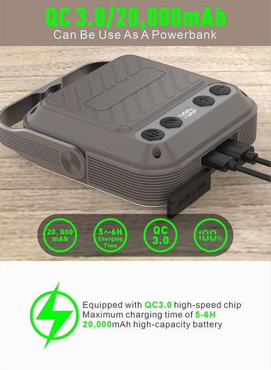 20000mAh Rechargeable LED Camping Lantern - 1600LM, QC3.0 22.5W, 4 - Color Switch, IPX5 Waterproof - Perfect for Camping, Hiking & Emergency Situations (Khaki)