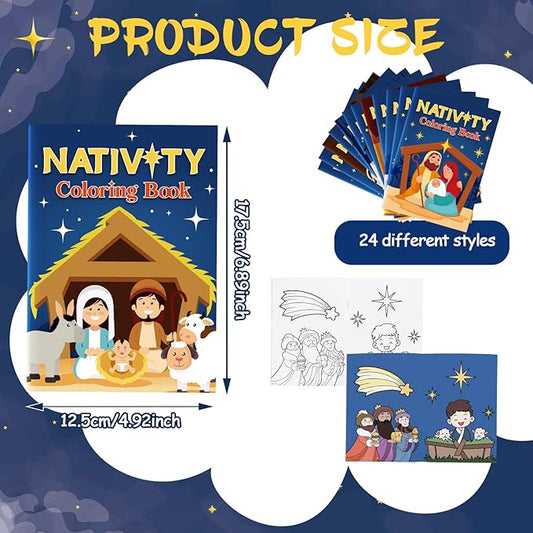 Fulmoon 48 Pcs Coloring Books DIY Art Drawing Book, Books Bulk Party Favors for Goodie Bag Gift Stuffer School Classroom Activity(Nativity)