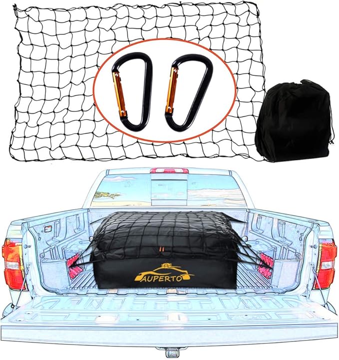 Weatherproof Cargo Bag - 26 Cubic Feet Heavy Duty Waterproof Luggage for Truck Bed With Net and 4 Metal Carbiners Fits Any Size