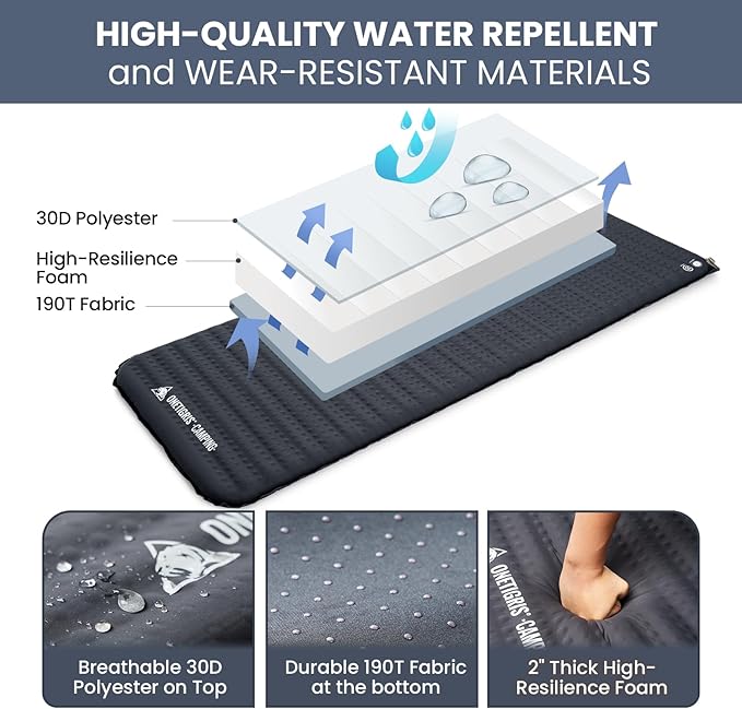 OneTigris LIGHTDREAM Sleeping Pad Self-Inflating Foam Mat Mattress for Camping Backpacking Trekking Car Trips Travels