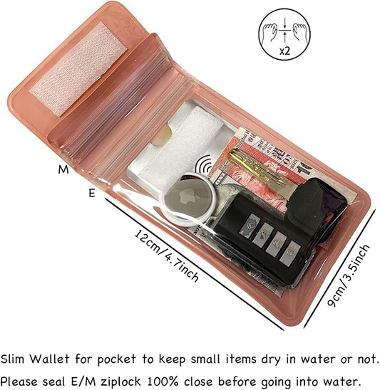 Armband Waterproof wallet Floating Surf Car Key Fob Case Beach dry bag ankle Waterproof Pouch Holder For GPS Key Money Credit Vaccine Card Driver License ID Badge (Pink)