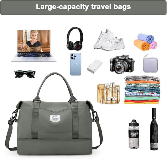 Travel Duffel Bag,Sports Tote Gym Bag,Shoulder Weekender Overnight Bag for Women