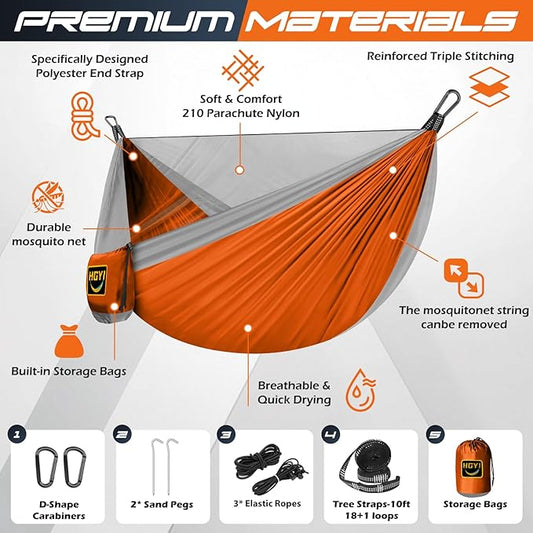 Camping Hammock Mosquito Net,Double & Single Portable Hammocks Hammocks with 2 Tree Straps,Hammock Tent for Travel Camping,Camping Accessories for Indoor Outdoor Hiking Backpacking Backyard Beach