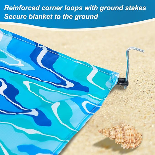 Beach Blanket Sandproof Beach Mat,82" X 82" for 1-4 Adults,Lightweight Quick Drying Picnic Mat for Travel, Camping, Hiking,Portable Beach Blanket