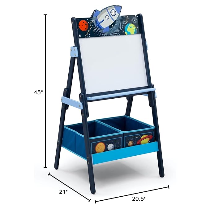Delta Children Space Adventures Wooden Activity Easel with Storage - Ideal for Arts & Crafts, Drawing, Homeschooling and More - Greenguard Gold Certified, Blue